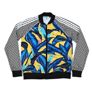 Adidas x Farm Rio Jacket Women's Tropical Floral Palm Leaf Bomber Track Size Med